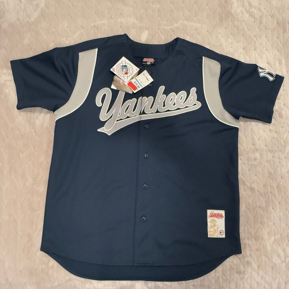MLB Retro New York Yankees Stitches Athletic Gear Baseball Jersey Men’s L NWT